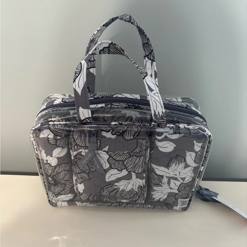 Vera Bradley 4pc Cosmetic Organizer Clear Bag with 3 Quilted Interior Bags Grey - Picture 2 of 9
